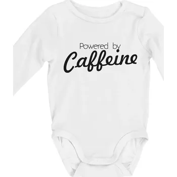 Powered by Caffeine - Body kojenecké s dlouhým rukávem - Dlouhý r. do 3 měs ( Bílá )