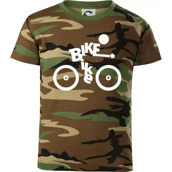 Bike nápis postava - Dětské maskáčové triko - 146 cm/10 let ( Hnědý maskáč )