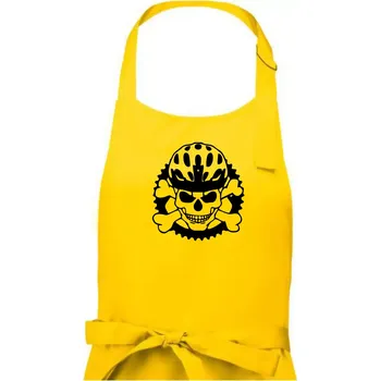 Kuchyňská zástěra Lebka cyklisty - helma - Pánská zástěra na vaření - Univerzální velikost ( Žlutá )