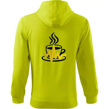 Pánská mikina Káva EKG hrnek - Mikina s kapucí na zip trendy zipper - L ( Limetková )