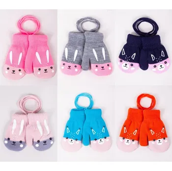 Rukavice Palčáky dětské double vrstva se šnůrkou RK0117 14 Mix barev