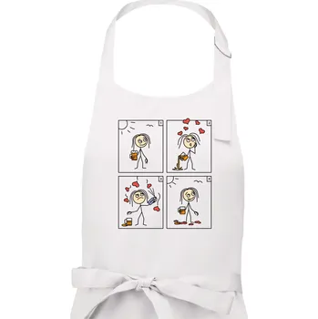 Kuchyňská zástěra Láska já a pivo (Hana-creative) - Pánská zástěra na vaření - Univerzální velikost ( Bílá )