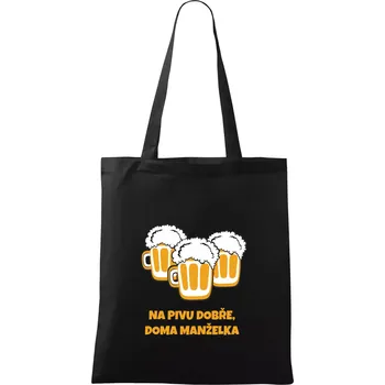 Nákupní taška Na pivu dobře (Pecka design) - Taška bavlněná - 42 x 38 cm ( Černá )