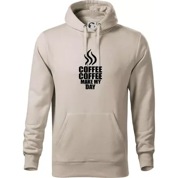 Pánská mikina Coffee make my day - Mikina pánská Cape s kapucí - 4XL ( Ledově šedá )