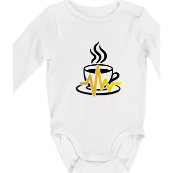 Káva EKG hrnek - Body kojenecké s dlouhým rukávem - Dlouhý r. 3-6 měs ( Bílá )