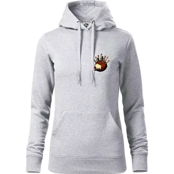 Dámská mikina Kaštanový ježeček - prso - Mikina dámská Cape s kapucí - L ( Světlešedý Melír )