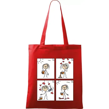 Láska já a pivo (Hana-creative) - Taška bavlněná - 42 x 38 cm ( Červená )