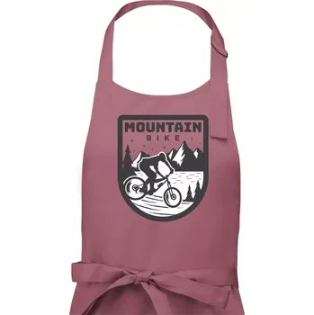 Kuchyňská zástěra MTB mountain bike logo prsa zaoblené - Dámská zástěra na vaření - Univerzální velikost ( Starorůžová )