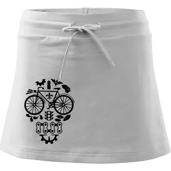 Dámská sukně Bike lebka - Sportovní sukně - two in one - XS ( Bílá )