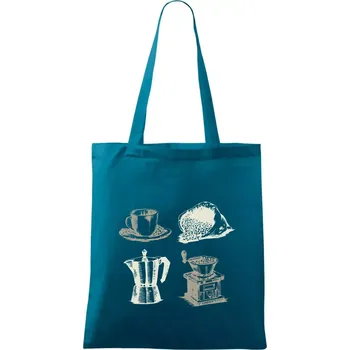 Retro kavárna - Taška bavlněná - 42 x 38 cm ( Petrolejová )