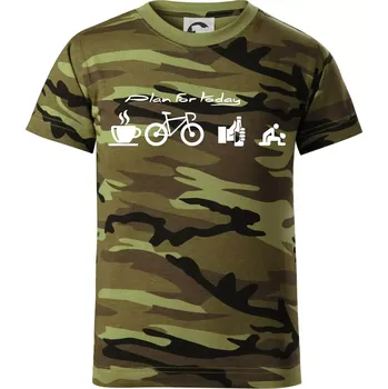 Plan for today - Dětské maskáčové triko - 104-110cm / 3-4 roky ( Zelený maskáč )