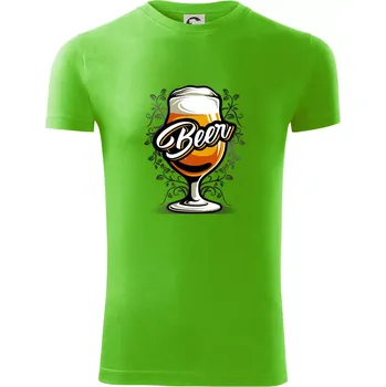 Pánské tričko Beer sklenice s nožkou - Viper FIT - Pánské zůžené tričko - 2XL ( Apple Green )