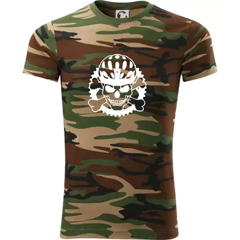 Pánské tričko Lebka cyklisty - helma - Army CAMOUFLAGE - 3XL ( Hnědý maskáč )
