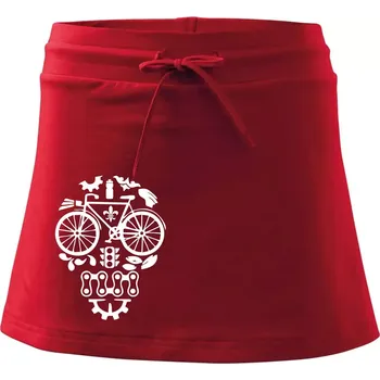Dámská sukně Bike lebka - Sportovní sukně - two in one - S ( Červená )