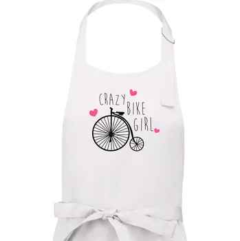 Kuchyňská zástěra Crazy bike girl - Dámská zástěra na vaření - Univerzální velikost ( Bílá )