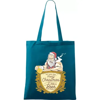 Drsnej santa - Taška bavlněná - 42 x 38 cm ( Petrolejová )