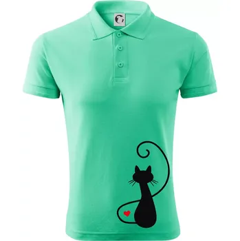 Pánská košile Zamilovaná kočka zpředu - Polokošile pánská Pique Polo 203 - 4XL ( Mátová )
