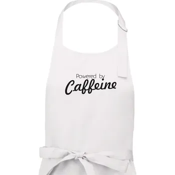 Kuchyňská zástěra Powered by Caffeine - Dámská zástěra na vaření - Univerzální velikost ( Bílá )