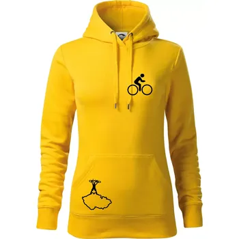 Dámská mikina Mapa ČR + kolo na prsu - Mikina dámská Cape s kapucí - XS ( Žlutá )