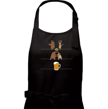Kuchyňská zástěra Beer - BEar - deER - Dámská zástěra na vaření - Univerzální velikost ( Černá )