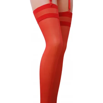 Dámské erotické prádlo Passion ST002 punčochy do pasu [Velikost 3/4, Barva Červená]