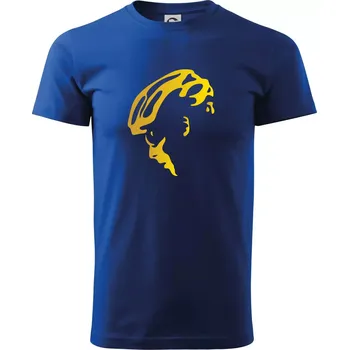 Pánské tričko Hlava cyklista zlatá - Triko extra velké (5-8XL) - 7XL ( Královská modrá )