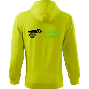 Pánská mikina Poctivý Truhlář - Mikina s kapucí na zip trendy zipper - XL ( Limetková )