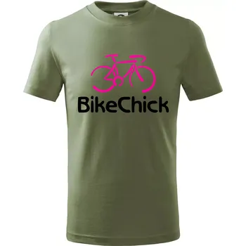 Bike Chick - Tričko dětské bavlněné - 122 cm/6 let ( Khaki )