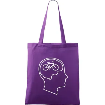 Nákupní taška Myslím jen na kolo - Taška bavlněná - 42 x 38 cm ( Fialová )