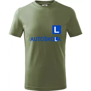 Chlapecké oblečení Autoškola nápis - Tričko dětské bavlněné - 104-110cm / 3-4 roky ( Khaki )