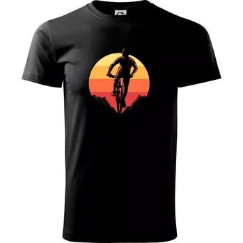Pánské tričko MTB cyklista a západ slunce - Triko extra velké (5-8XL) - 8XL ( Černá )