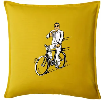 Polštář Gentleman na kole s pivem - Polštář 50x50 - 50x50 - Pouze potah ( Žlutá )