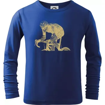 Chlapecké tričko Silniční cyklista předek - Triko dětské Long Sleeve - 104-110cm / 3-4 roky ( Královská modrá )