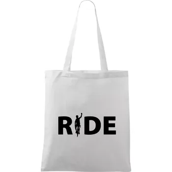 Ride - nápis s cyklistou - Taška bavlněná - 42 x 38 cm ( Bílá )