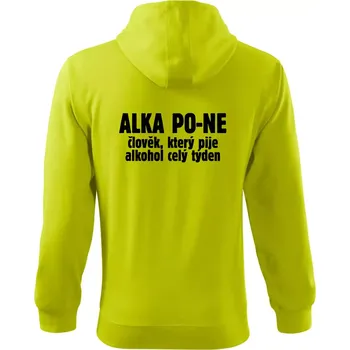 Pánská mikina Alkapone - Mikina s kapucí na zip trendy zipper - L ( Limetková )