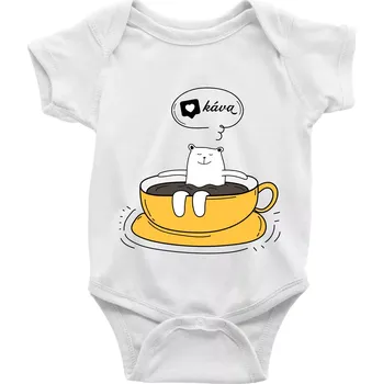 Kojenecké oblečení Miluji kávu - Body kojenecké s krátkým rukávem - Krátký r. do 3 měs ( Bílá )