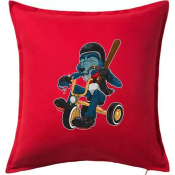 Polštář Vlk na tříkolce - Polštář 50x50 - 50x50 - Pouze potah ( Červená )