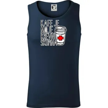 Kafe je moje krevní skupina - Tílko pánské Core - L ( Námořní modrá (velmi tmavá - téměř černá) )