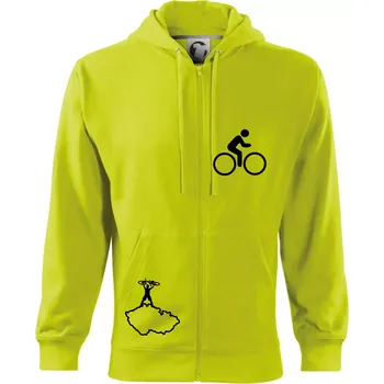 Pánská móda Mapa ČR + kolo na prsu - Mikina s kapucí na zip trendy zipper - M ( Limetková )