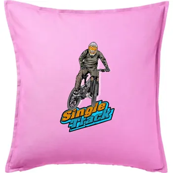 Polštář Single track jezdec - Polštář 50x50 - 50x50 - Pouze potah ( Růžová )