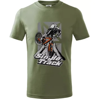 Single track trať - Tričko dětské bavlněné - 146 cm/10 let ( Khaki )