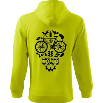 Pánská mikina Bike lebka - Mikina s kapucí na zip trendy zipper - S ( Limetková )