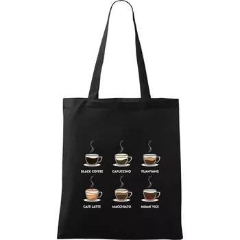 Druhy kávy - Taška bavlněná - 42 x 38 cm ( Černá )