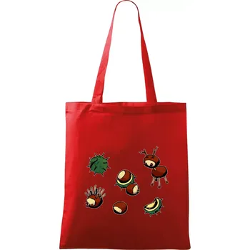 Kaštanová zvířátka - obdelník - Taška bavlněná - 42 x 38 cm ( Červená )