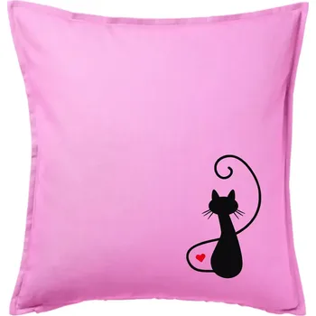 Polštář Zamilovaná kočka zpředu - Polštář 50x50 - 50x50 - Pouze potah ( Růžová )