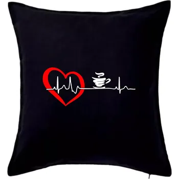 Polštář Moje srdce bije pro kávu - Polštář 50x50 - 50x50 - Pouze potah ( Černá )