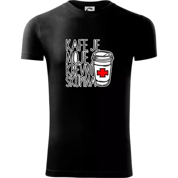 Pánské oblečení Kafe je moje krevní skupina - Viper FIT - Pánské zůžené tričko - S ( Černá )