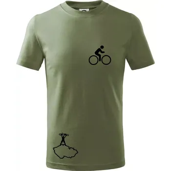 Mapa ČR + kolo na prsu - Tričko dětské bavlněné - 134 cm/8 let ( Khaki )