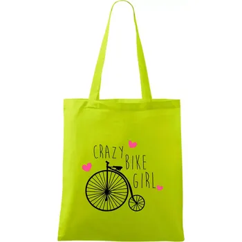 Crazy bike girl - Taška bavlněná - 42 x 38 cm ( Limetková )