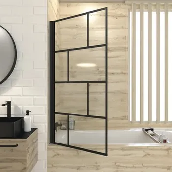 Vanová zástěna Vanová zástěna 1dílná Aurlane Bricks 80x140 cm čiré sklo barva profilu černá FAC688